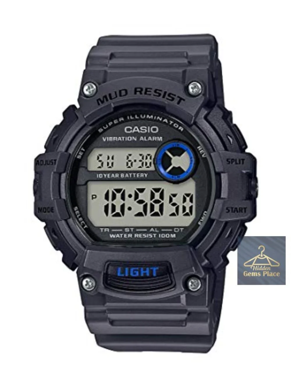 Casio Digital Watch with Mud Resistant, 10 Year Battery